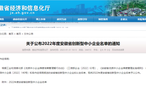 喜报!MK体育被认定为2022年安徽省创新型中小企业